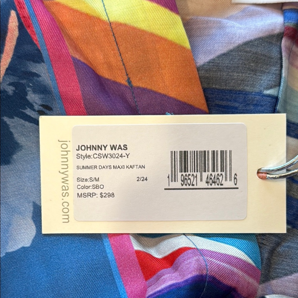 NWT Johnny Was Summer Days Maxi Kaftan Small/ Medium Floral Maxi Silk Boho - Picture 9 of 10